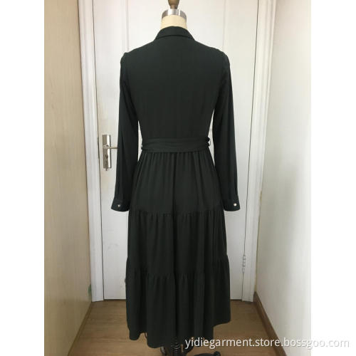 Dark Green Maxi Dress With Sleeves
